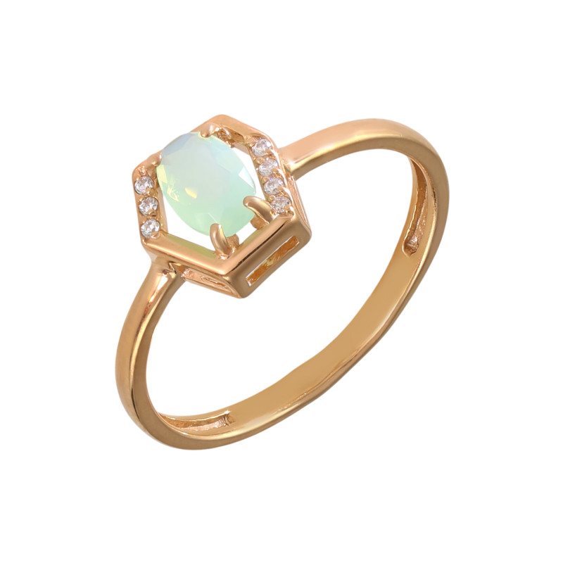 Серебряное кольцо с ониксом и фианитами