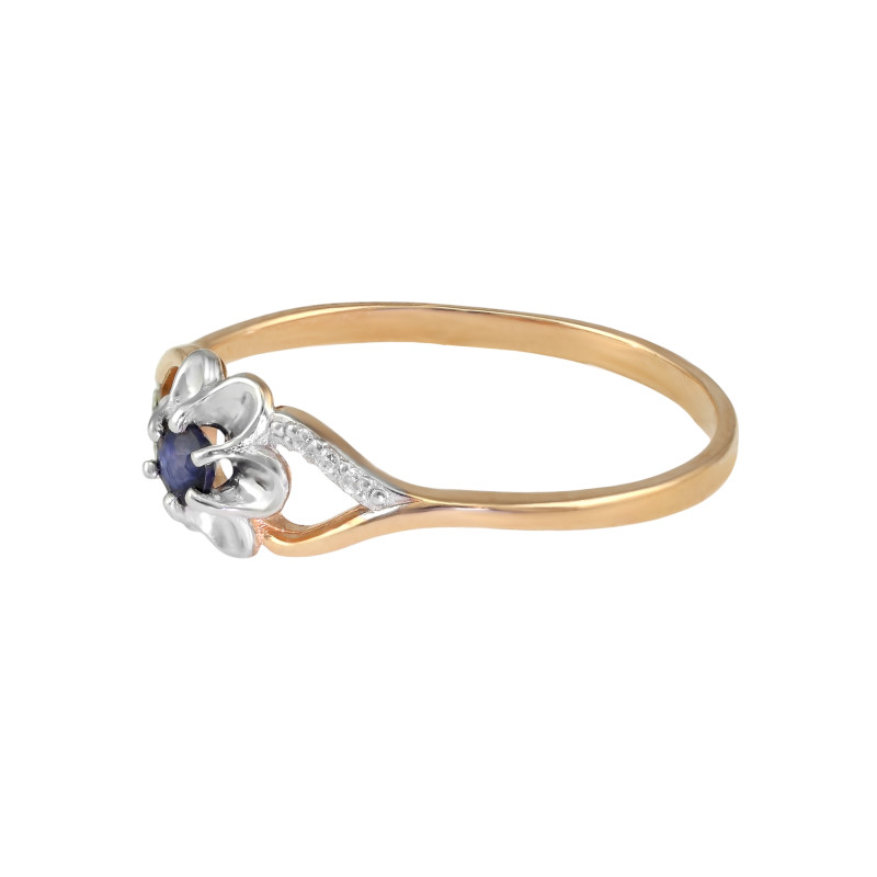 Кольцо из серебра с сапфиром и фианитами