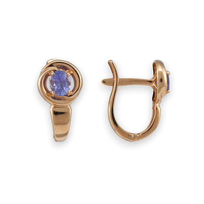 Серьги с позолотой и танзанитом
