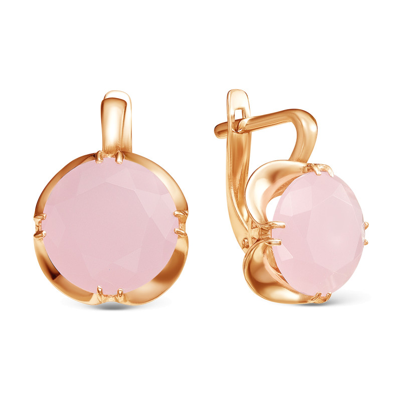 Серьги позолоченные с кварцем