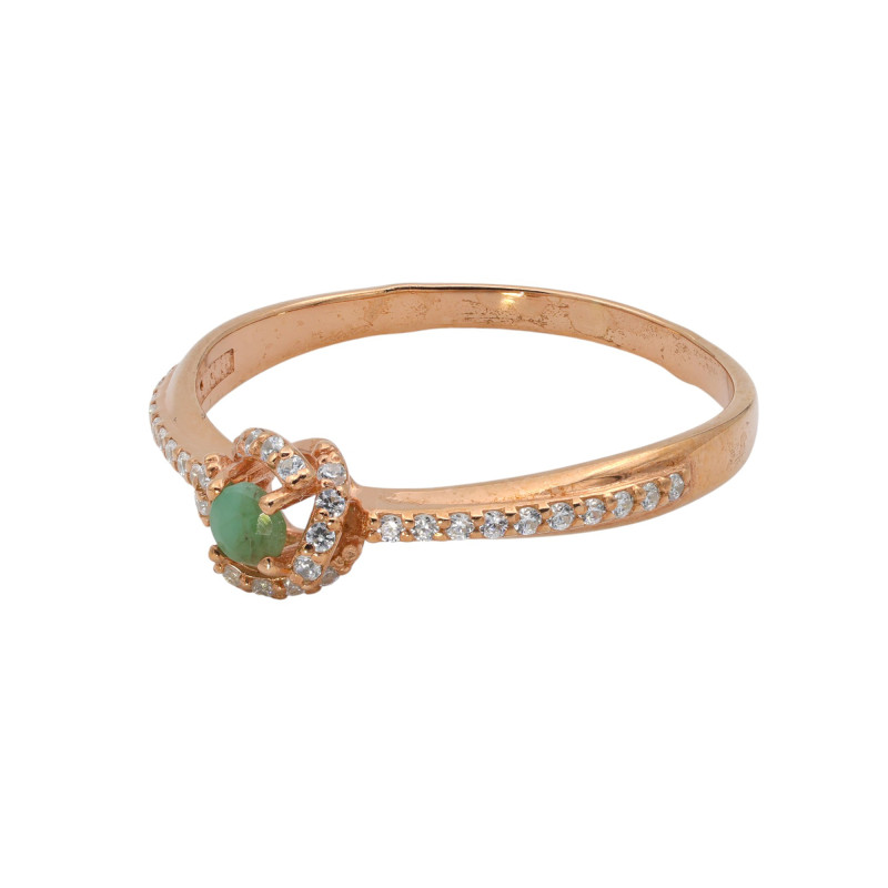 Кольцо из серебра с изумрудом и фианитами