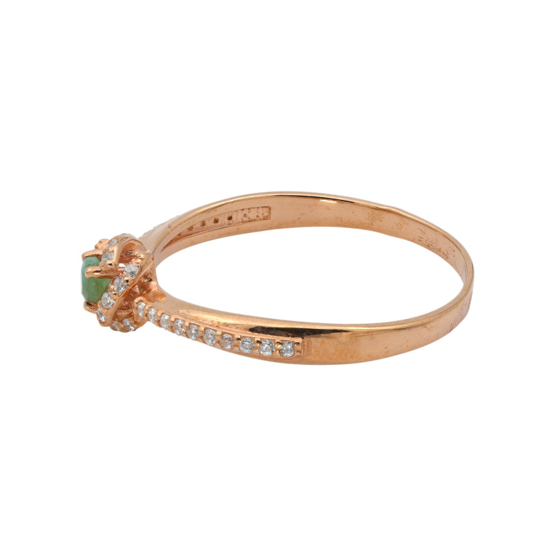 Кольцо из серебра с изумрудом и фианитами