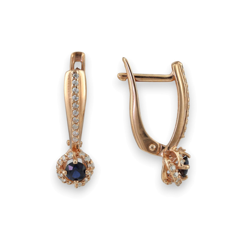 Серебряные серьги с сапфирами и фианитами