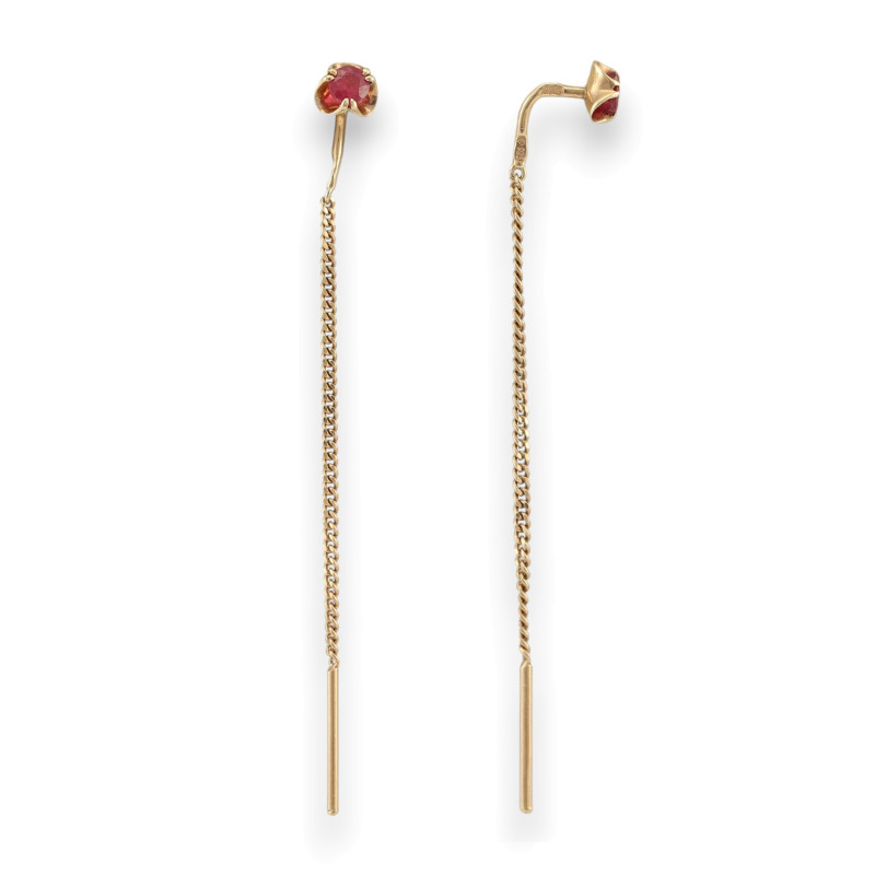 Серебряные серьги-продёвки с рубинами