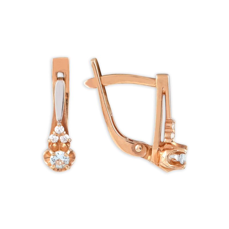 Серьги из серебра с аквамарином и фианитами