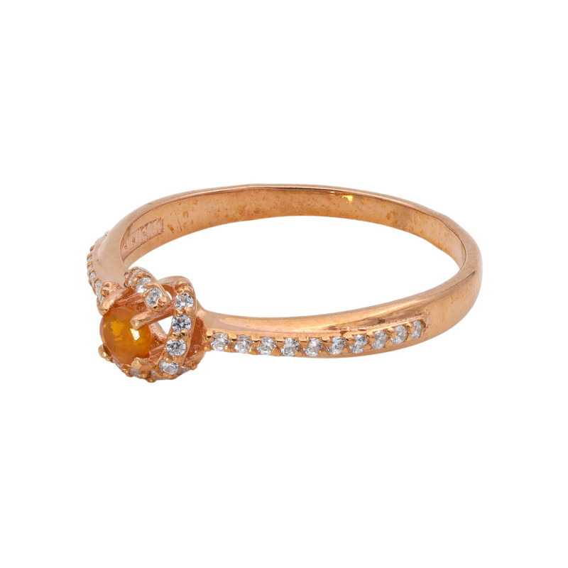 Кольцо из серебра с опалом и фианитами