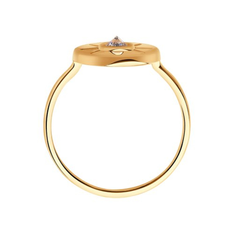 Кольцо из серебра с позолотой и фианитом