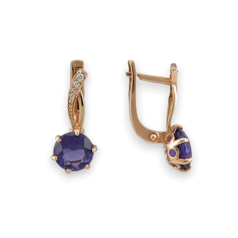 Серьги из серебра с искусственным танзанитом