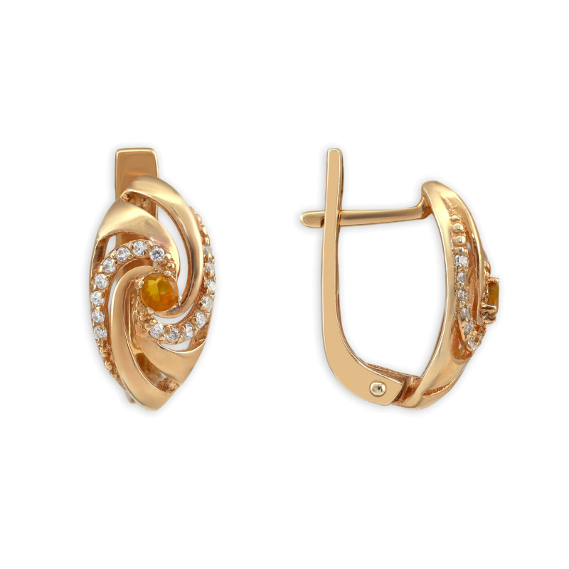 Серьги серебряные с позолотой и опалом