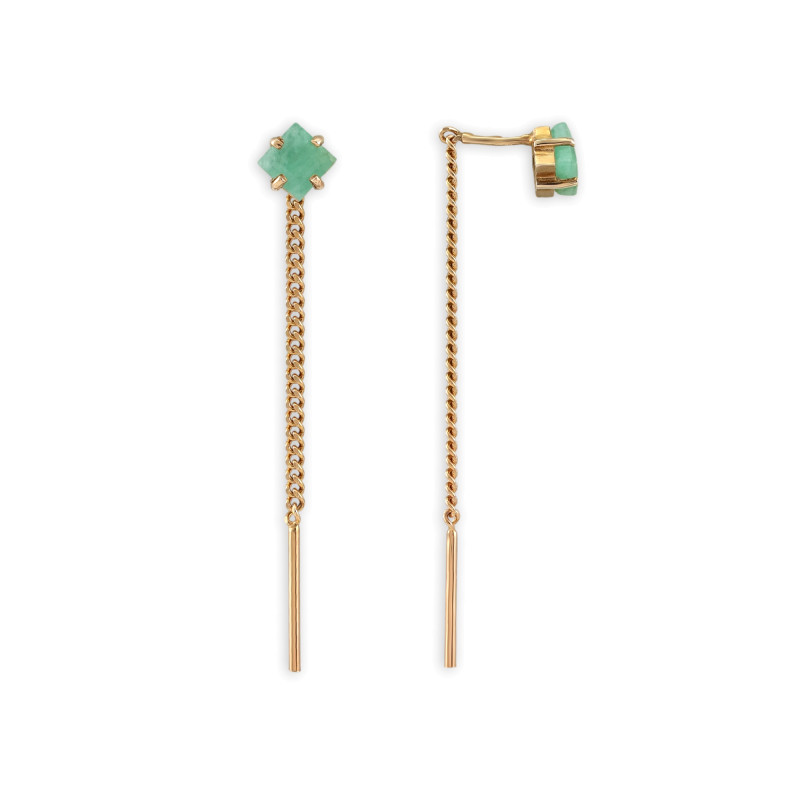 Серьги-продёвки серебряные с изумрудами