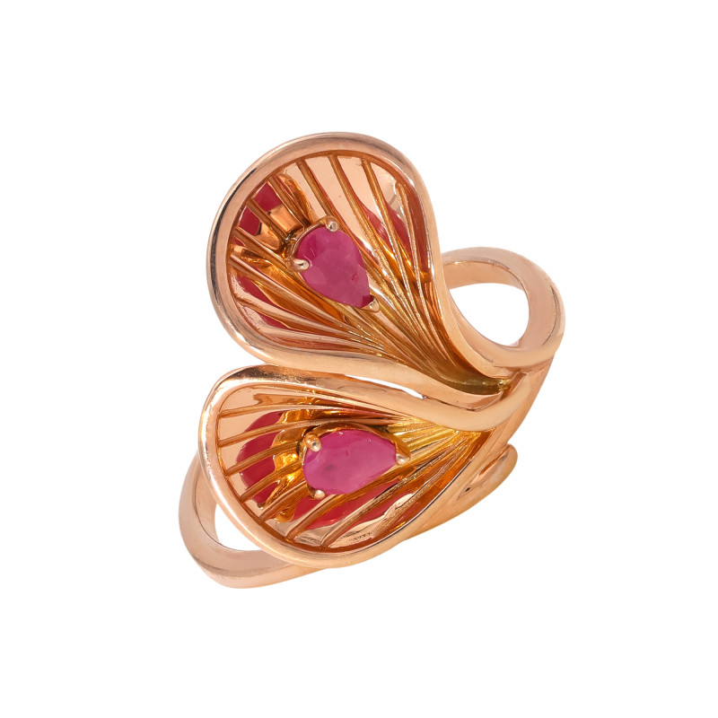 Серебряное кольцо с натуральными рубинами