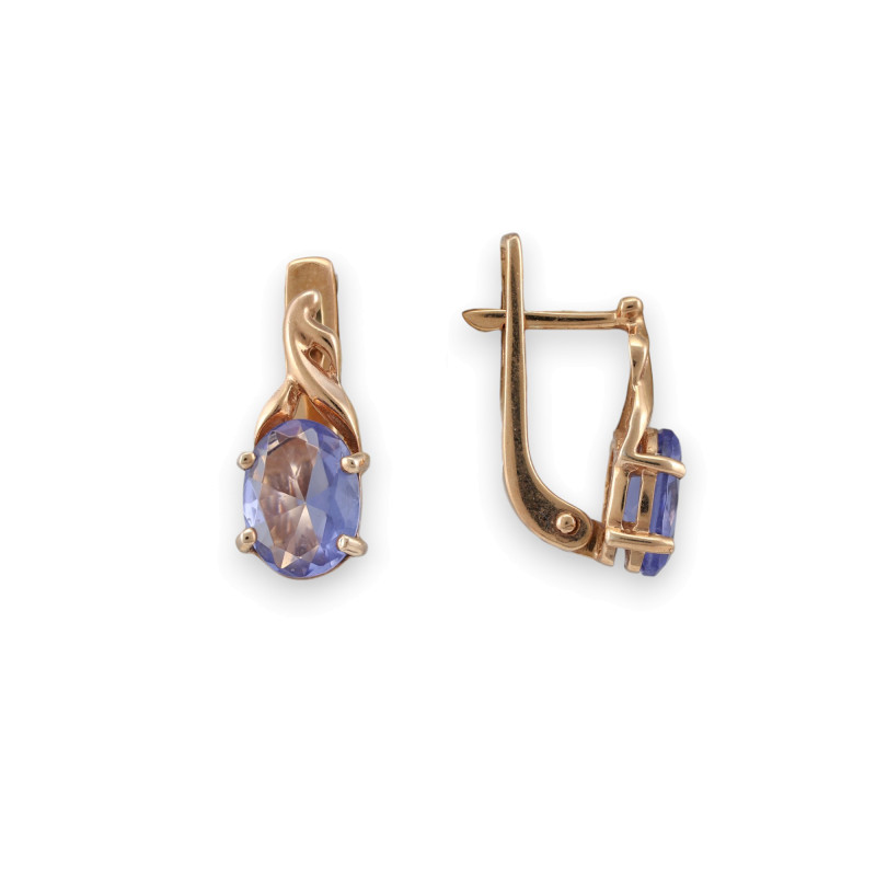 Серьги из серебра с искусственным танзанитом