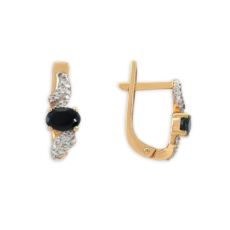 Серебряные серьги с опалом и фианитами