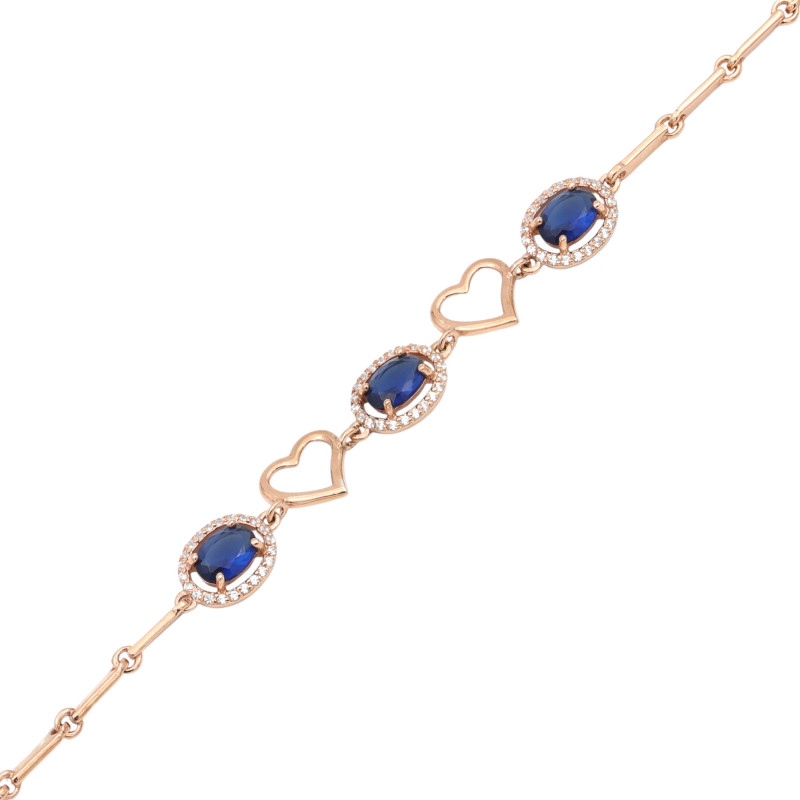 Браслет с кубическими церкониями и кварцем