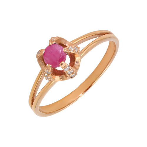 Сеербряное кольцо с рубином и фианитами