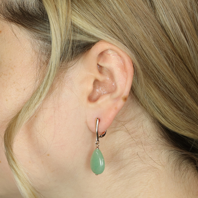 Серьги серебряные с нефритом