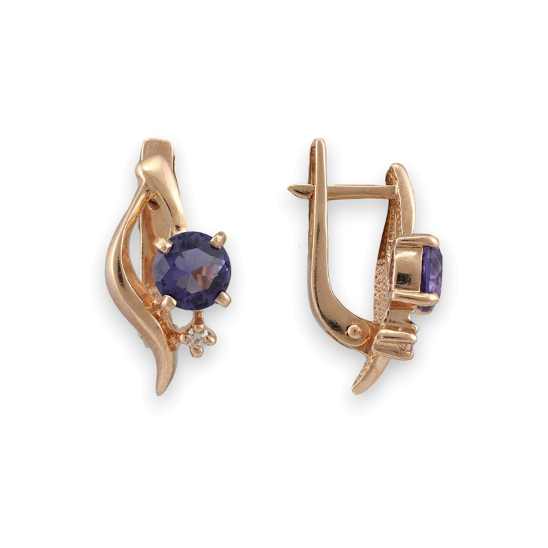 Серьги из серебра с искусственным танзанитом