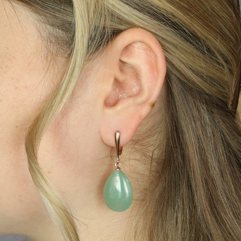 Серьги серебряные с натуральным нефритом