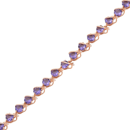 Браслет с искусственными танзанитами и фианитами