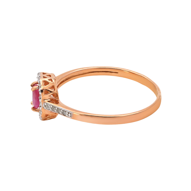 Кольцо серебряное с рубином и фианитами