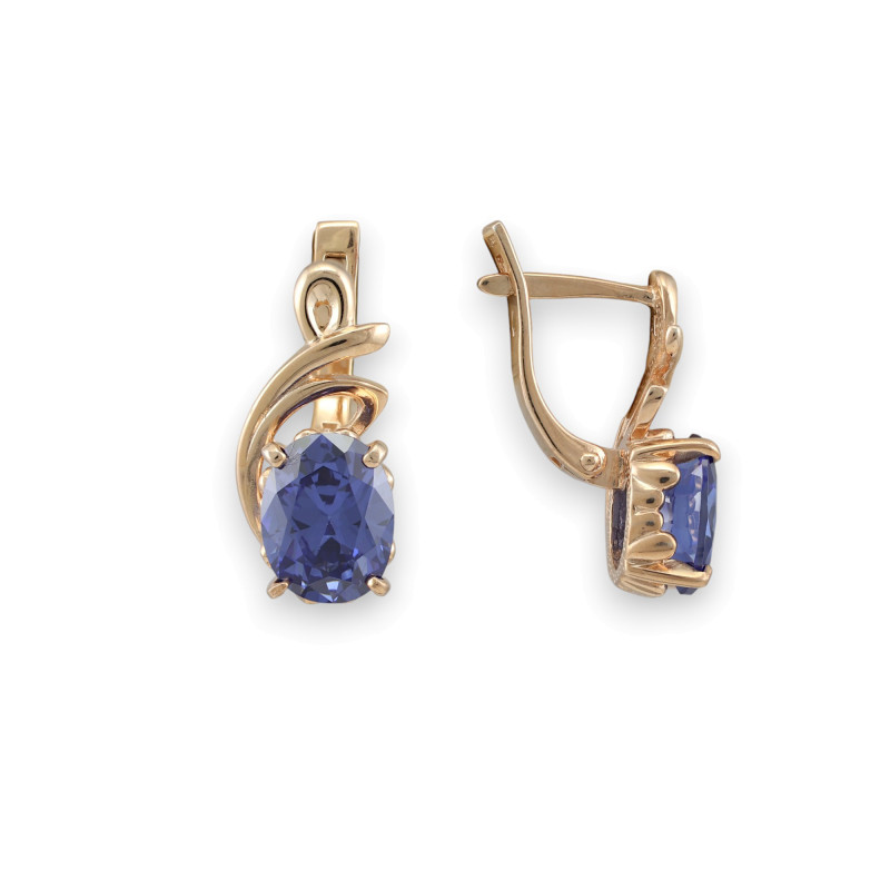 Серебряные серьги с искусственным танзанитом