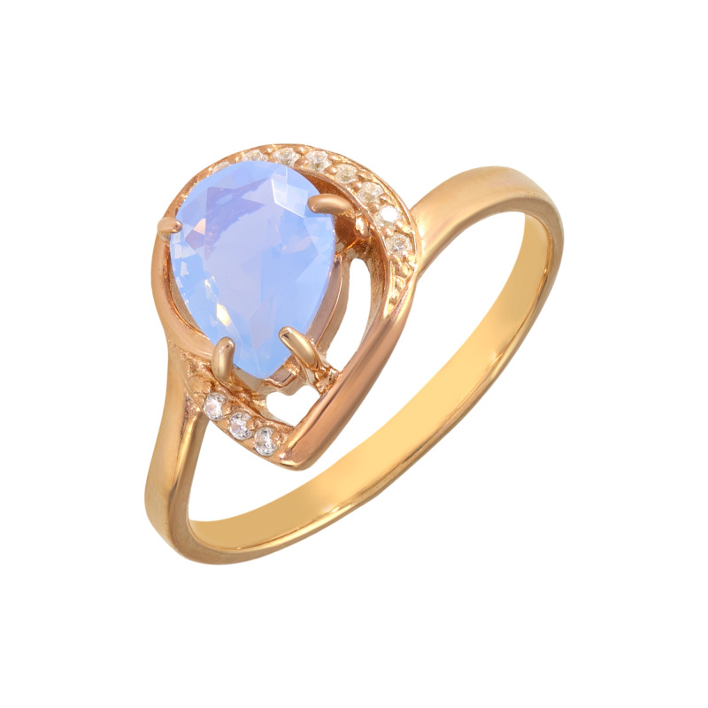 Кольцо из серебра с ониксом и фианитами