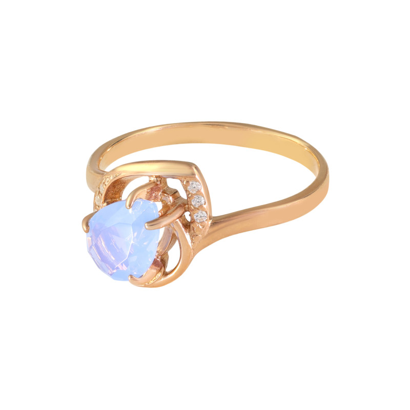 Кольцо из серебра с ониксом и фианитами