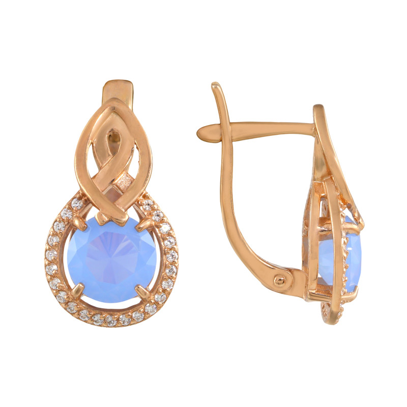 Серьги из серебра с ониксом и фианитами