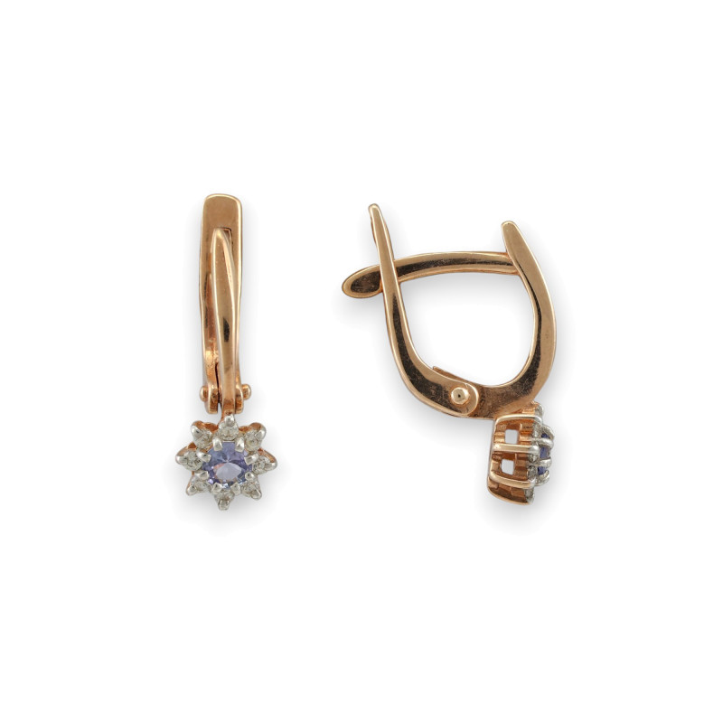 Серебряные серьги с натуральным танзанитом