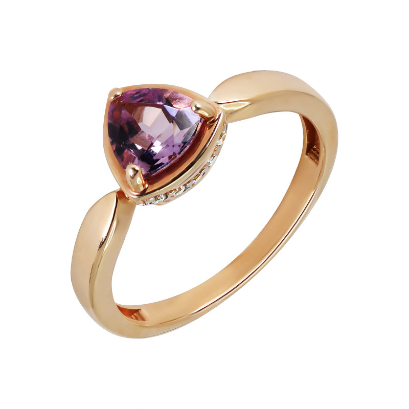 Кольцо с аметистом и фианитами