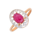 Кольцо из серебра с рубином и фианитами