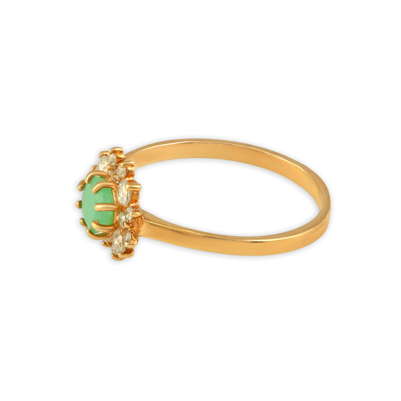 Кольцо серебряное с изумрудом и фианитами