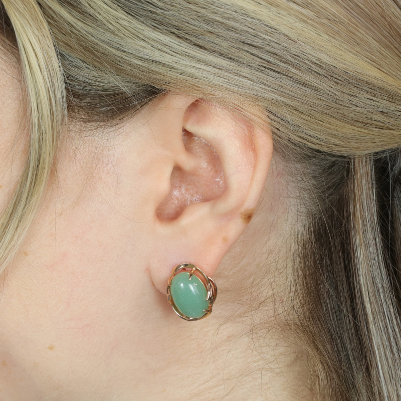 Серьги серебряные с нефритом