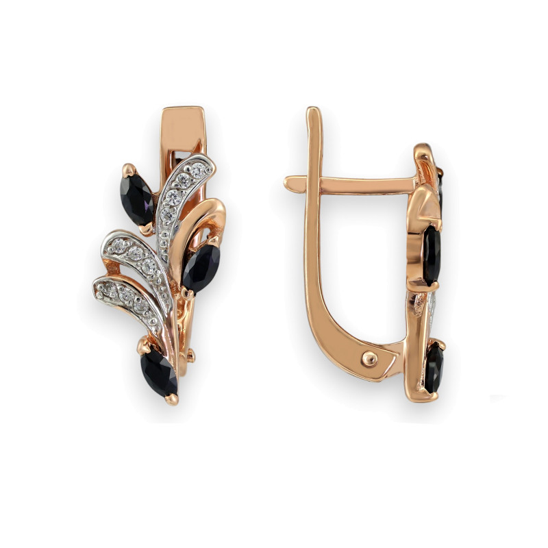 Серебряные серьги с сапфирами и фианитами