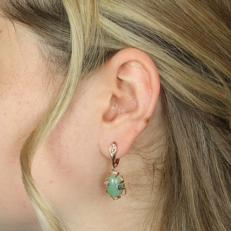 Серьги серебряные с натуральным нефритом