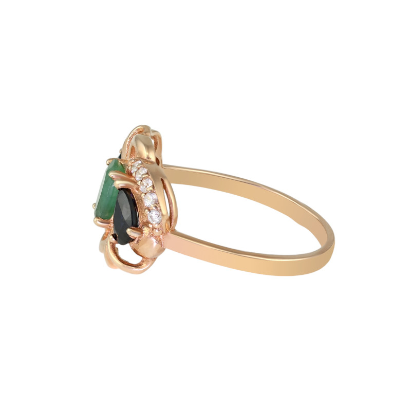 Серебряное кольцо с изумрудом и сапфиром