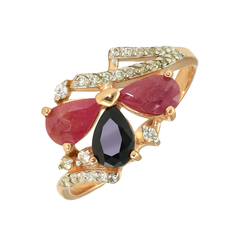 Кольцо из серебра с рубином и сапфиром