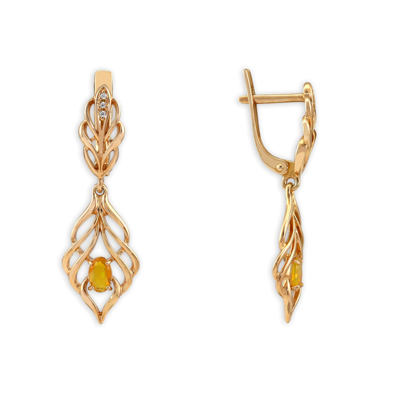 Серьги серебряные с опалом и фианитами