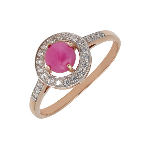 Кольцо из серебра с рубином и фианитами