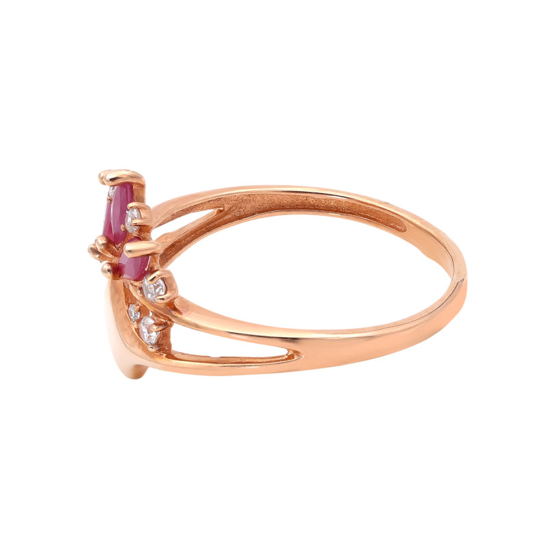 Кольцо из серебра с рубинами и фианитами