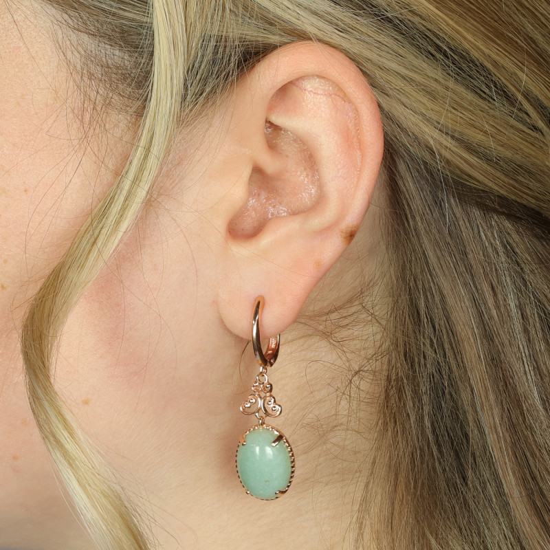 Серьги из серебра с нефритом и золочением