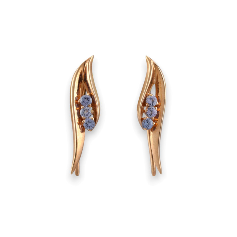 Серьги с танзанитом и позолотой