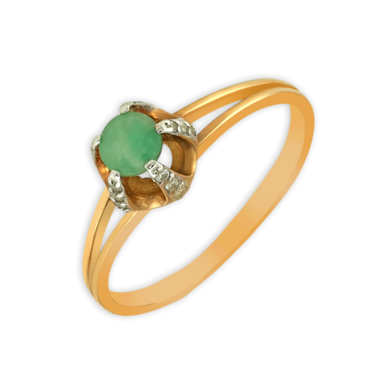 Серебряное кольцо с изумрудом и фианитами