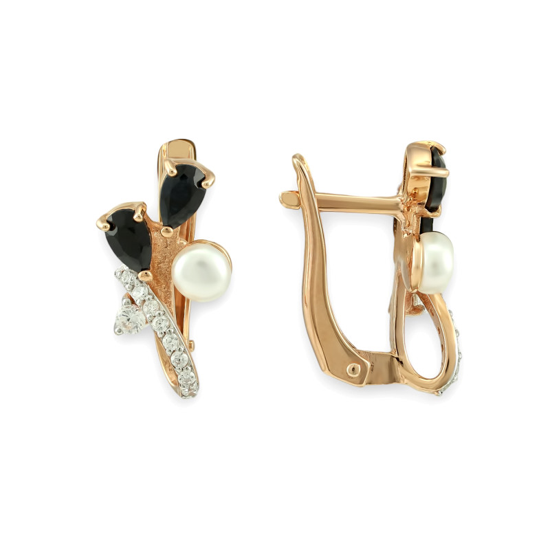 Серьги из серебра с сапфиром и жемчугом