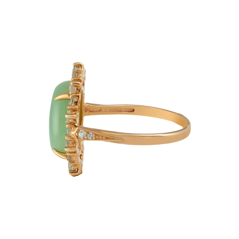 Серебряное кольцо с натуральными нефритом и топазами