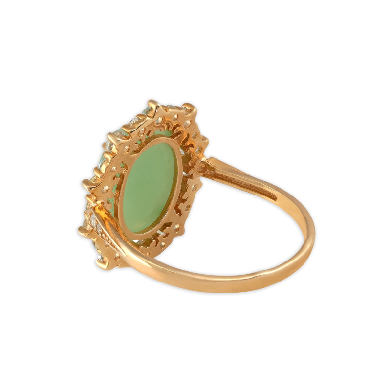 Серебряное кольцо с натуральными нефритом и топазами