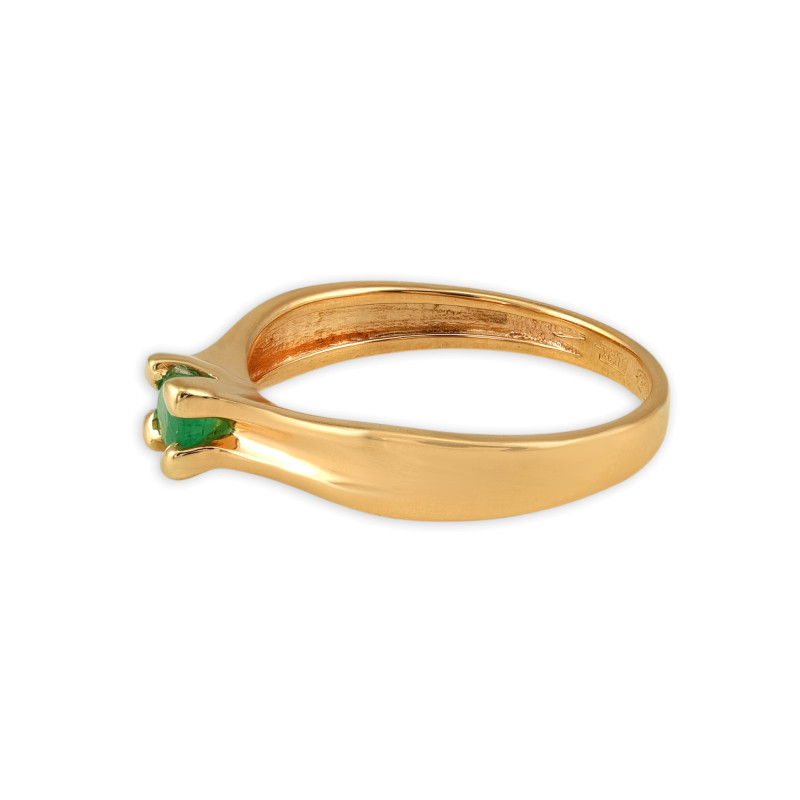 Серебряное кольцо с изумрудом и золочением