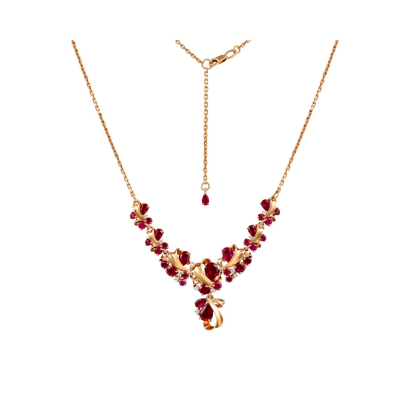 Колье с рубином и фианитами