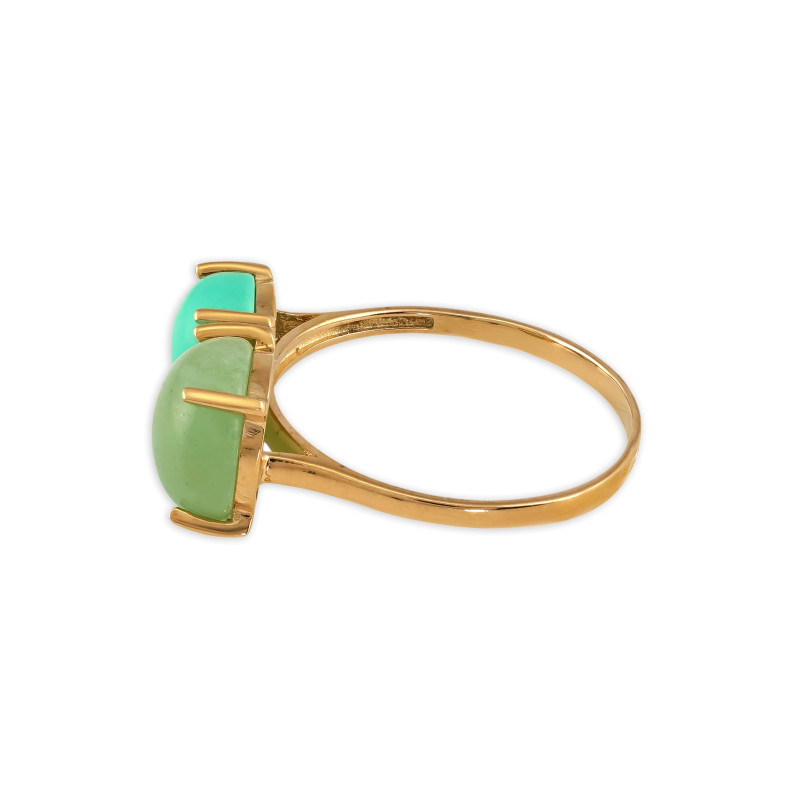 Серебряное кольцо с нефритом и бирюзой