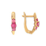 Серьги из серебра с рубинами и позолотой